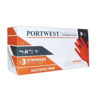 100 Pièces - Gants de travail jetables HD Portwest Orange - A930 Portwest