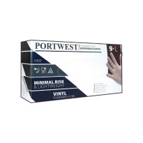 100 Pièces - Gants de Travail Jetables en Vinyle Poudrés - A900 Portwest