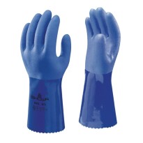 10 Paires - Gants Showa 660 en PVC contre les risques chimiques avec support en coton