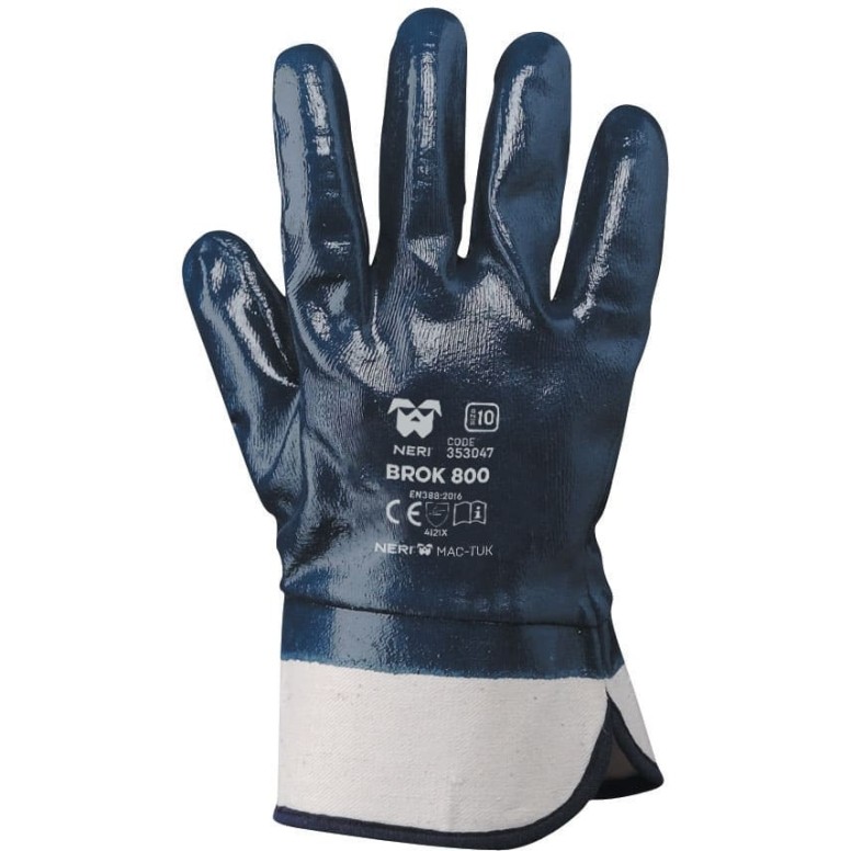 Gants NBR  avec manchette de 7 cm. Dos...