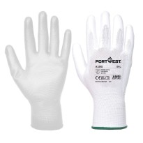 Gants de travail enduits de polyuréthane avec un support en nylon blanc