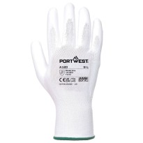 Gants de travail enduits de polyuréthane avec un support en nylon blanc
