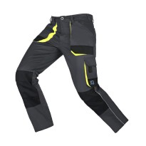 Pantalon de travail extensible LF à poches multiples, coupe ajustée, été - Gris