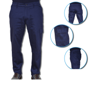 Pantalon économique bleu en 100% coton Massaua, à poches multiples