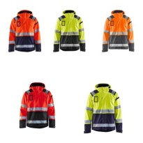 Veste de travail Blaklader à manches stretch multipoches haute visibilité avec capuche imperméable 498719873389L