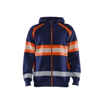 Sweat-shirt de travail Blaklader haute visibilité 100 % coton fermeture éclair complète avec capuche 355211588933L