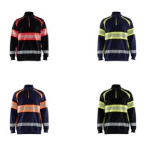 Sweat-shirt de travail Blaklader haute visibilité 100 % coton demi-fermeture éclair 355311588933L
