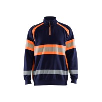 Sweat-shirt de travail Blaklader haute visibilité 100 % coton demi-fermeture éclair 355311588933L