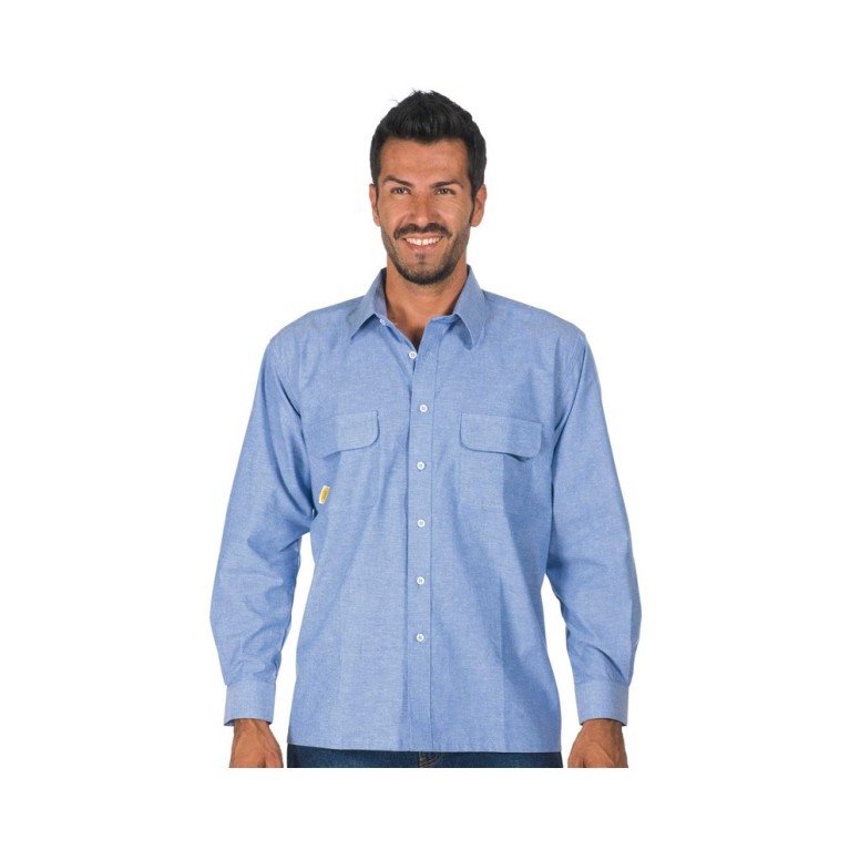 Chemise de travail à manches longues Chambray...