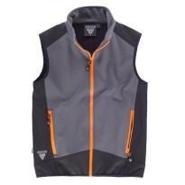 Tous Dehors - Workshell waistcoat col montant sportif et nylon zippé - Workteam taille L couleur gris noir