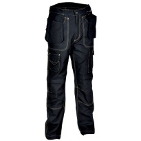 Tous Dehors - Pantalon de travail Cofra Multipoches Rotterdam 100% Coton Canvas V051-0-00 boue noir taille 64