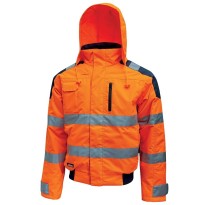 Tous Dehors - Blouson de travail Haute visibilité Imperméable Multipoches U-Power Best HL160YF couleur orange fluo taille 3xl