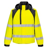 Veste de Travail Haute Visibilité Imperméable Multipoches Coupe-Vent avec Capuche Portwest CD860