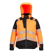 Blouson de Travail Haute Visibilité Multipoches Imperméable Stretch Zip Intégral avec Capuche Femme Portwest T162