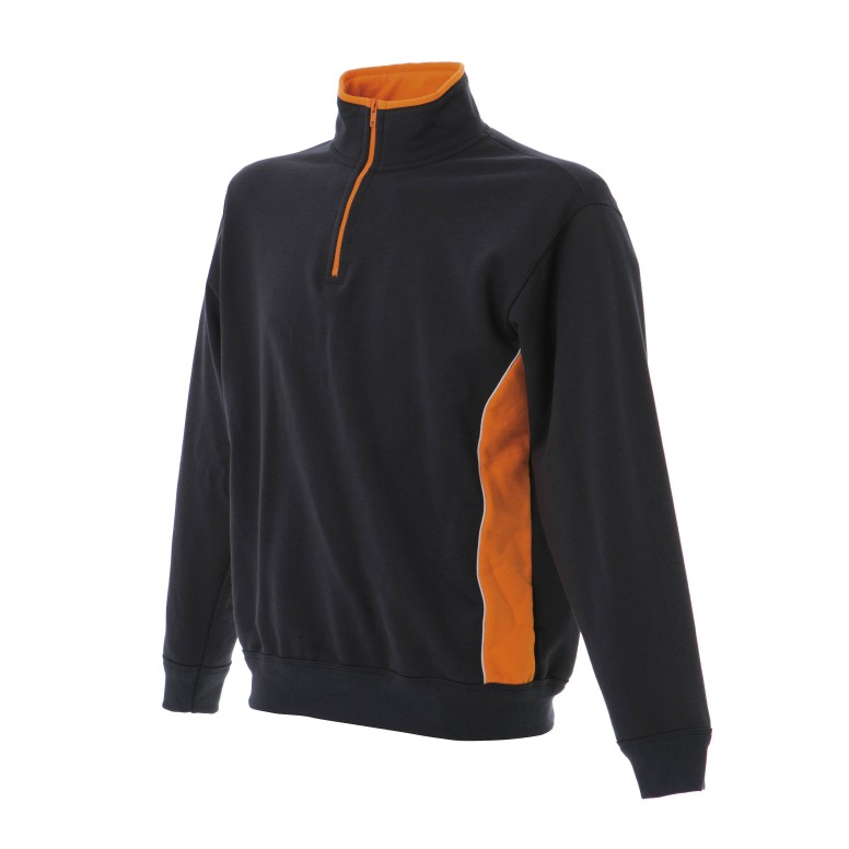 Sweat-shirt à zip court bicolore de travail...