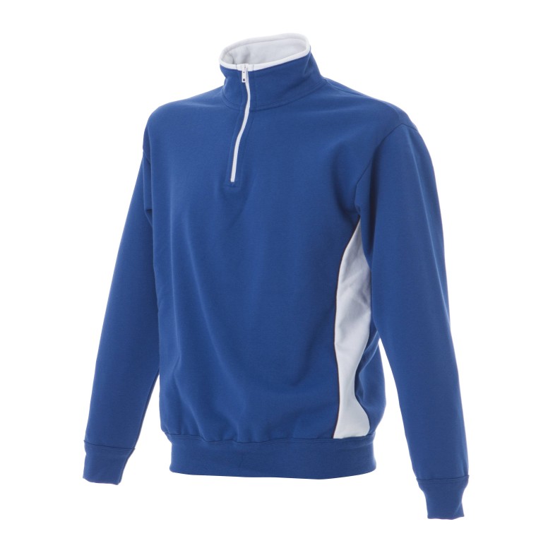 Sweat-shirt à zip court bicolore de travail...