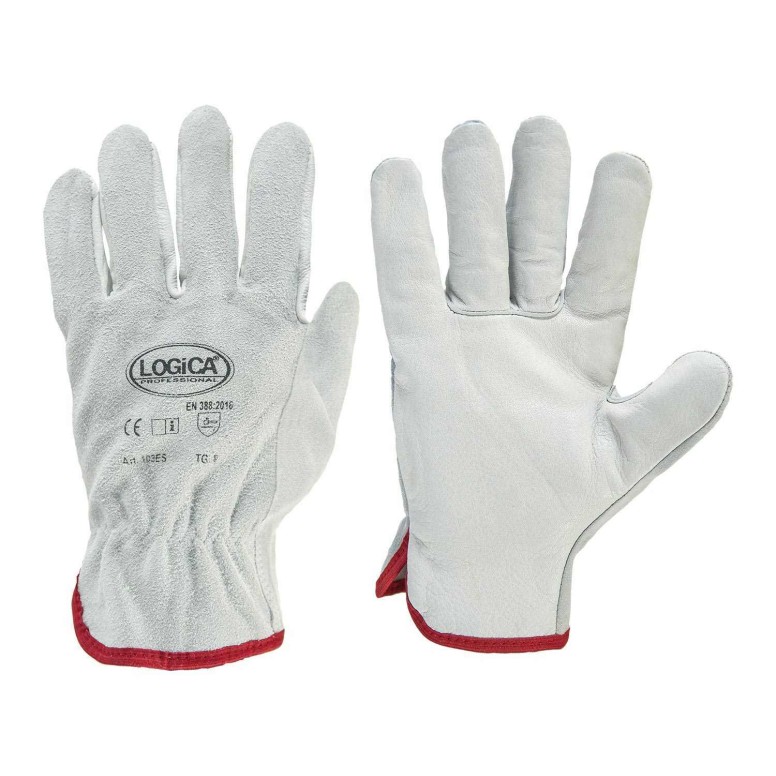 10 paires - Gants de travail en cuir croûte...