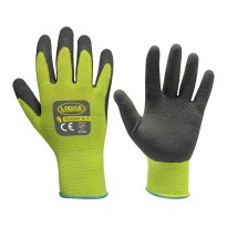 12 Paires - Gants de travail enduits de latex haute visibilité Logica ROADHV/2