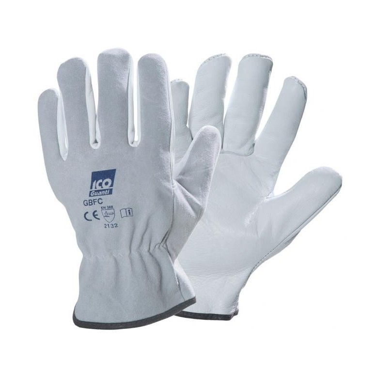 Gants de travail en cuir fleur avec dos en...