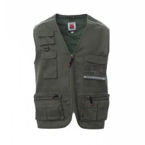 Gilet d'été multipoches avec doublure intérieure en dry-tech et passepoil réfléchissant dans le dos AY 7216