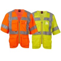 Gilet de travail Haute Visibilité Multipoches Manches...
