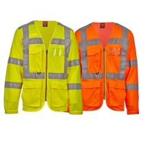 Gilet de travail Haute Visibilité Multipoches Manches...