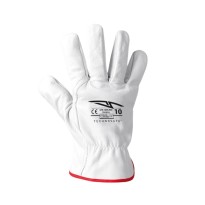 12 Pièces - Gants de travail en cuir fleur Technosafe Top Quality GFB1005WH