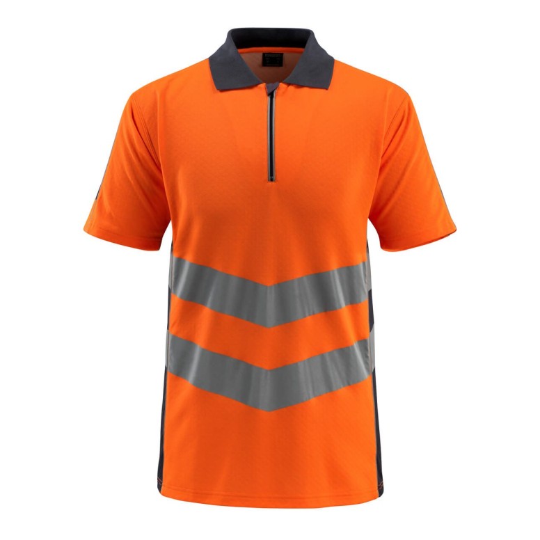 Polo de travail à demi-zip haute visibilité...