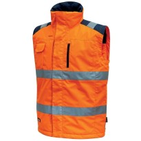 Tous Dehors - Gilet Matelassé de Travail Multipoches Haute Visibilité U-Power Prime HL159YF couleur orange fluo taille 4xl
