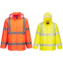 Veste de Travail Haute Visibilité Imperméable Multipoches avec Capuche Portwest H440