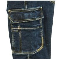 Tous dehors - Bermuda de travail en jean stretch élastique à poches multiples Cofra Manacor V497-0-00 Taille 44 Couleur Bleu