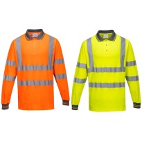 Polo de Travail Haute Visibilité Manches Longues Cotton Comfort Portwest S271