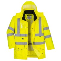 Veste de Travail Haute Visibilité Imperméable Multipoche avec Capuche 7 en 1 Traffic Portwest S427