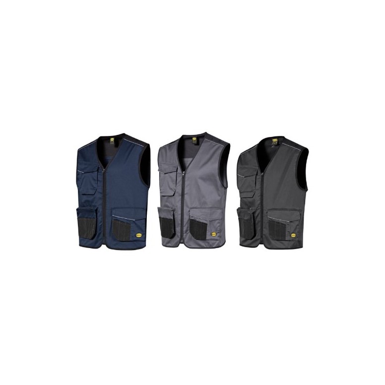 Gilet de travail stretch multipoches zip...