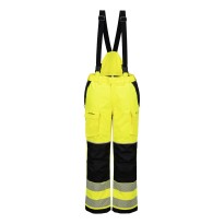 Pantalon de travail Portwest haute visibilité FR426 multipoches ignifuge imperméable hivernal avec bretelles amovibles