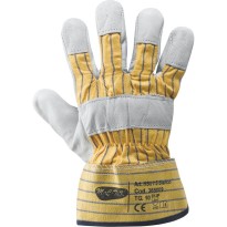 Gants de travail en cuir pleine fleur bovin et toile -...