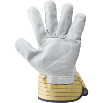 Gants de travail en cuir pleine fleur bovin et toile -... 2