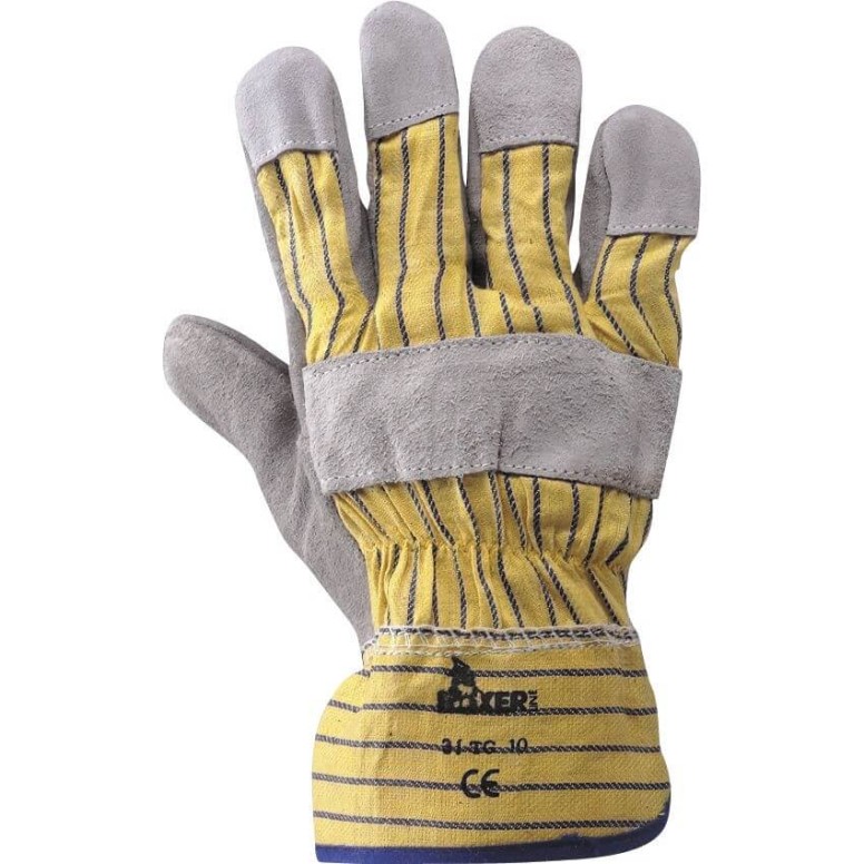 Gants de protection en croûte de cuir et toile...
