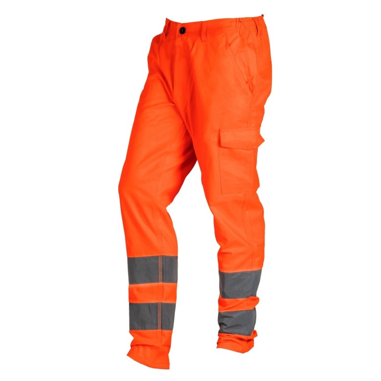 Pantalon De Travail Homme Haute Visibilité - Gris Avec Bandes Réfléchissantes - Taille élastique, Poches Latérales - Pour Chantier, Sécurité, Extérieur