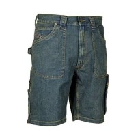 Bermuda de travail en jean stretch élastique à poches multiples Cofra Havana V157-0-00A