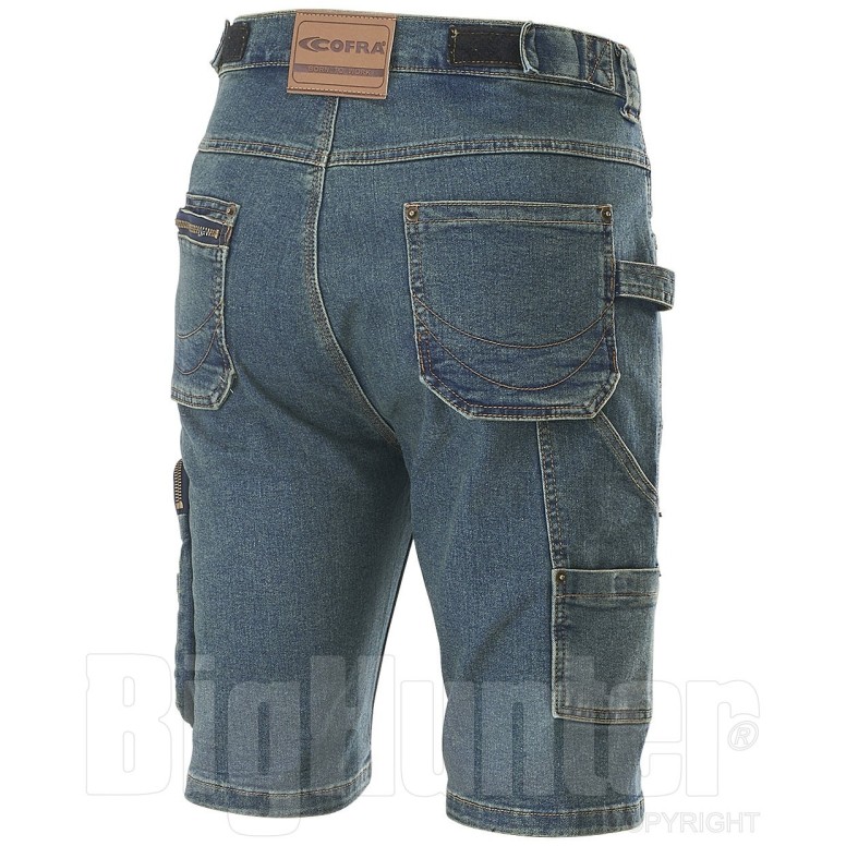 Bermuda de travail en jean stretch élastique à...