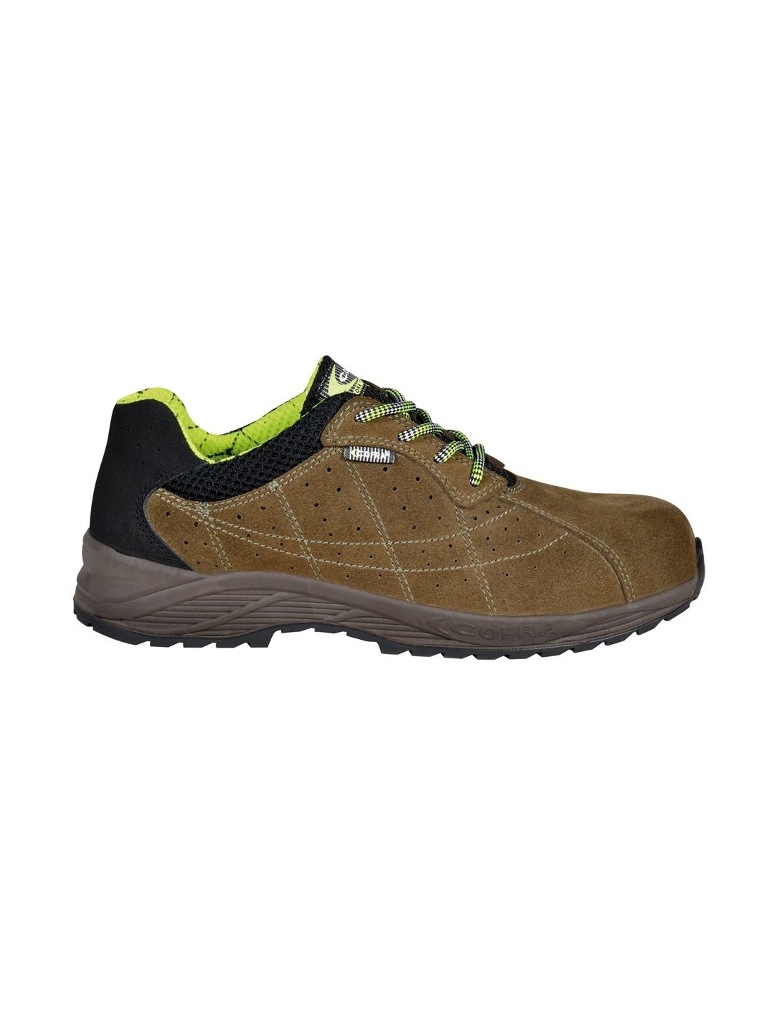 Chaussures De Sécurité Cofra Schiavio S1 P SRC - Taille 45 - Tige Velours, Embout Alu 200J - Kaki
